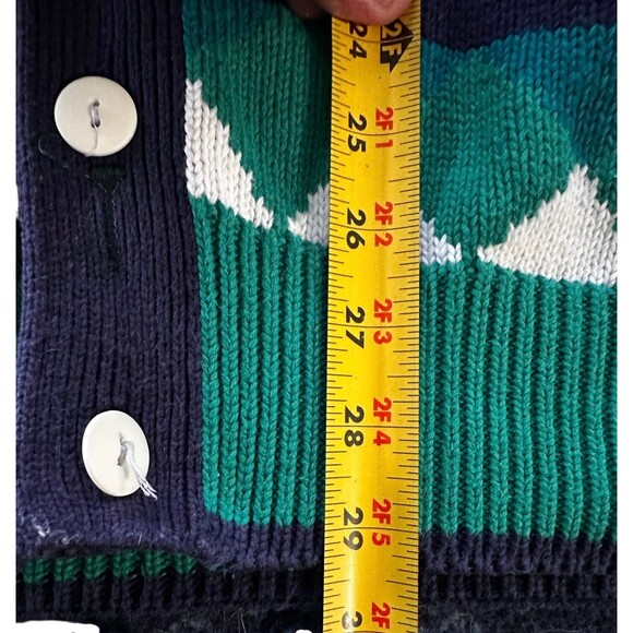 Disney Mickey VTG Green/Blue Mens Golf Cardigan Sweater XL? SEE MEASUREMENTS - Picture 4 of 12